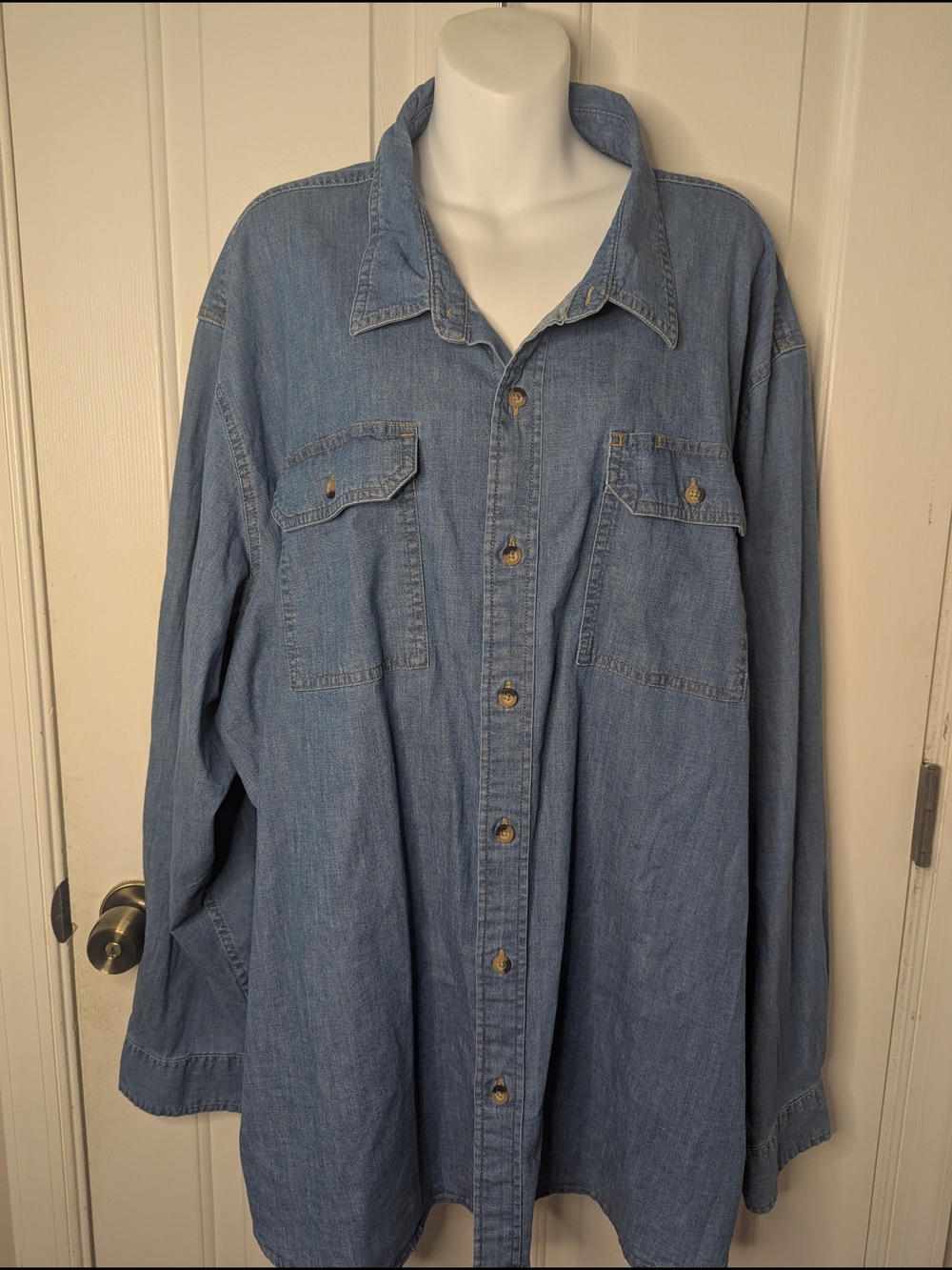 Wrangler Men's Long Sleeve Button Up Shirt Blue Epic Soft Flex Comfort Size 3XL